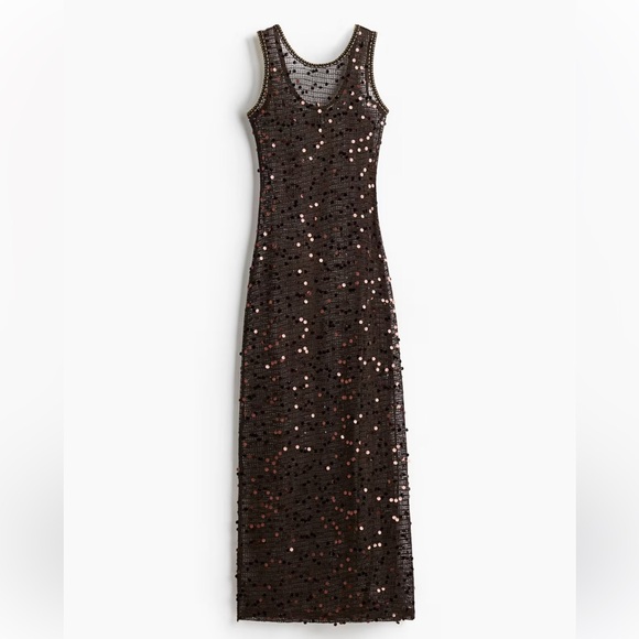 H&M Brown Sequin Knit Dress - Picture 1 of 4